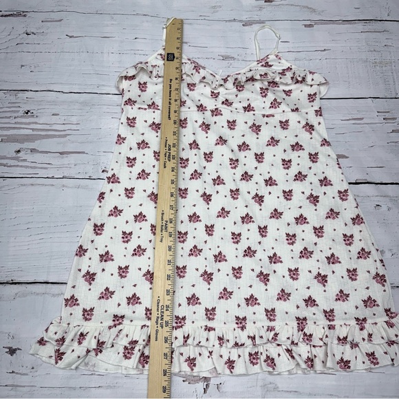 Anthropologie Floral Ruffle Mini Dress Cottagecore Babydoll Size Large - Picture 7 of 9